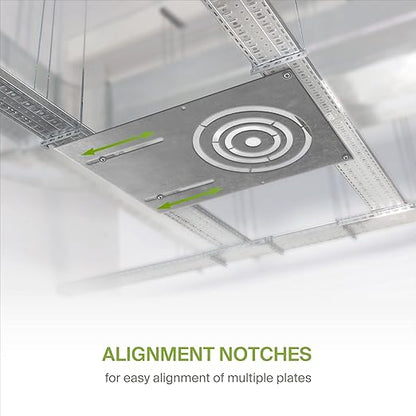 ASD 13 Inch New Construction Mounting Plate with Asymmetric Round Hole - 3/4/6 Inch Flat Steel Rough in Wafer Light Bracket, Shallow LED Recessed Lighting Housing, 6 Pack