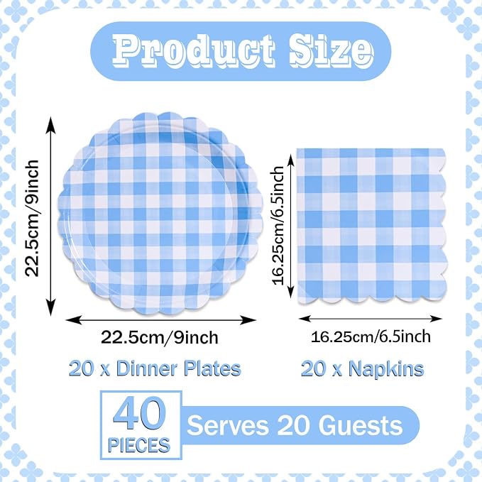 40 Pcs Paper Plates and Napkins Party Supplies Set - Image 2