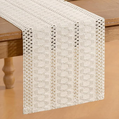 Boho Table Runner Summer Farmhouse Rustic Dining Dresser Scarf Home Decor | - Image 3