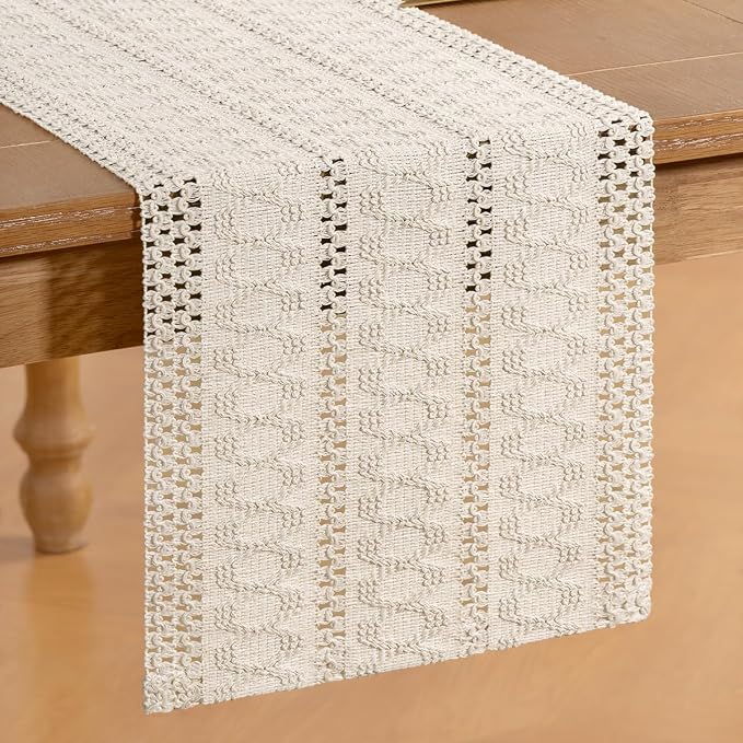 Boho Table Runner Summer Farmhouse Rustic Dining Dresser Scarf Home Decor | - Image 3