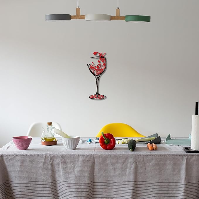 Oubasa Red Metal Wall Art for Kitchen - Image 3