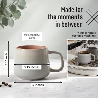 Ava Nord Stoneware Ceramic Coffee Mugs Set of 4 | 12 oz | Sage Ash | Lead-Free - Image 2