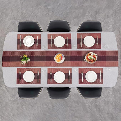 Placemats Set of 4, Vinyl Woven Place Mats Indoor Set of 4 Washable Wipeable PVC Table Mats Heat-Resistant Non Slip Plastic Placemat for Kitchen Dining Outdoor Table (Purple Red, Set of 4)