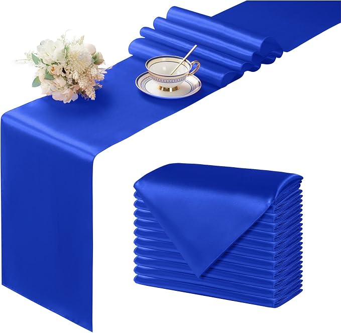 Manyshofu Royal Blue Satin Table Runner 12x108 by Manyshofu