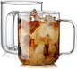 Glass Coffee Mugs, 16 oz Ice coffee cups, Large Clear Tea Cups Set of 2 by BWODYAY