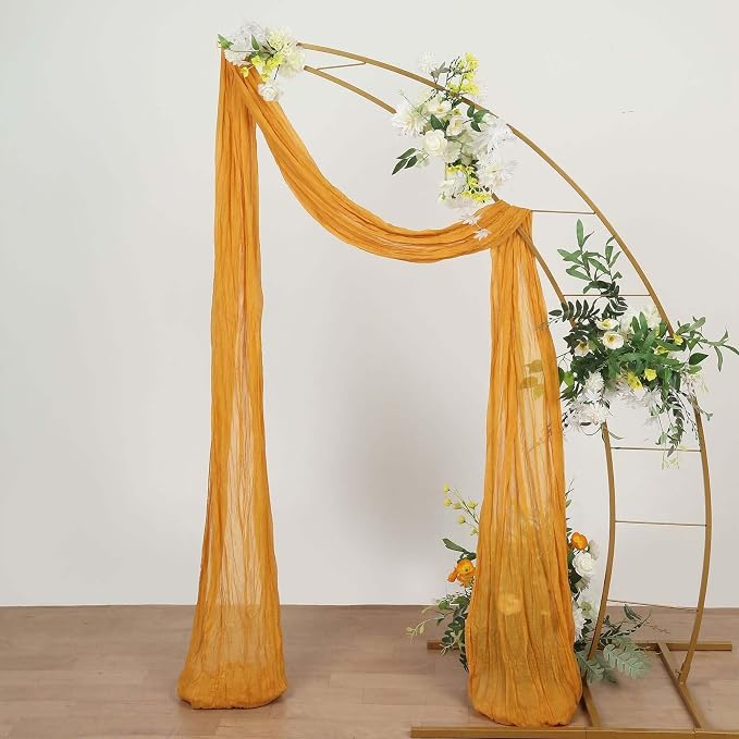 Efavormart 20ft Mustard Yellow Gauze Cheesecloth Wedding Arch Drapery Fabric - Image 5