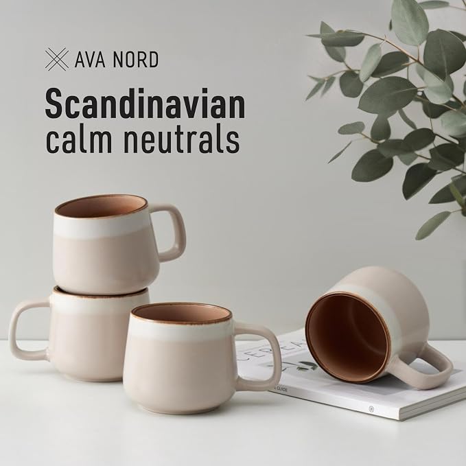 Ava Nord Small Stoneware Ceramic Coffee Mugs Set of 4-6 oz - Image 8