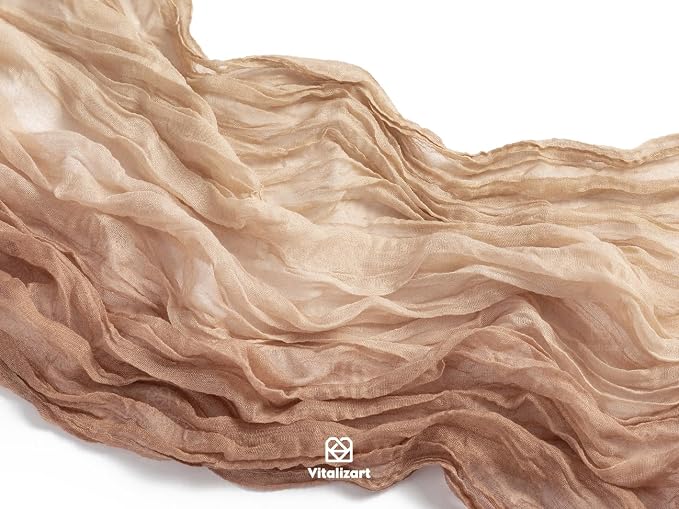 Vitalizart Cheesecloth Table Runner Light Nude White 10ft Gauze Boho Rustic | - Image 3