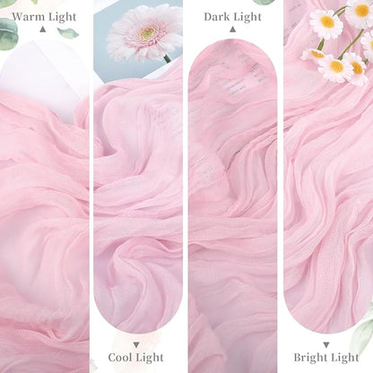 6 Pack Light Pink Table Runner Cheese Cloth Summer Rustic Sheer Gauze - Image 7