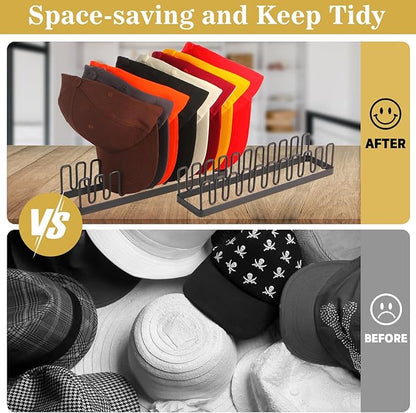 Hat Organizer for Baseball Caps Hat Rack Hat Storage Holder for 20 Baseball Caps, Tabletop Hat Rack Stand Display for Desk Closet Shelf Dresser 2 Pack