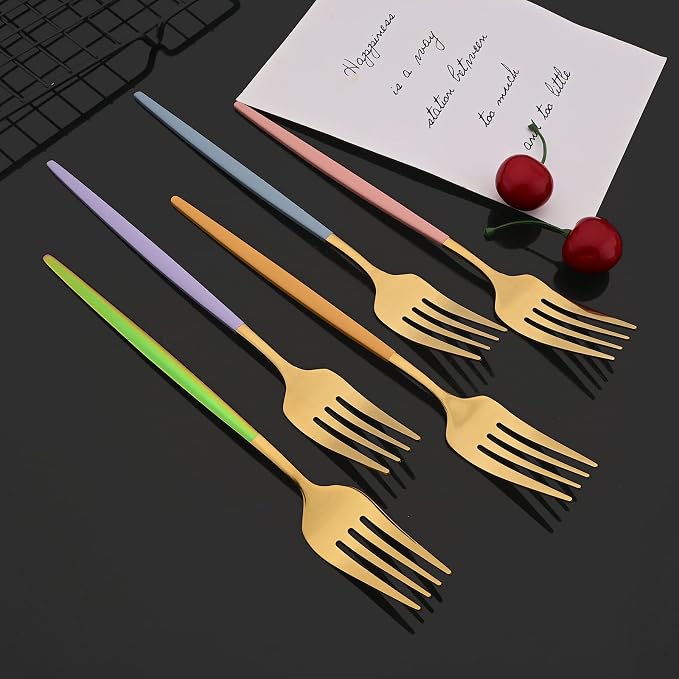 JASHII Flatware Set 24 Piece, Stainless Steel Silverware Set, Macaron Small - Image 9