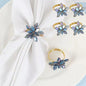 Decorative Napkin Rings Set of 4,Holders Decor Dinner Party,Wedding,Anniversary,Birthday,Table Decor Gift (Blue Crystal)