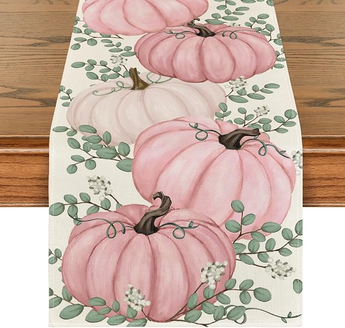 Artoid Mode 210 GSM Fall Table Runner 13x60 Inch Home Party Decor | Pink by ArtoidMode