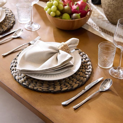 Napkin Rings Set of 12, Handmade Water Hyacinth Boho Napkin Rings, Rustic - Image 7