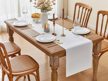 YATOJUZI White Table Runner Seasonal Wedding Kitchen Dining Table Decorations - Image 6