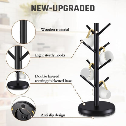 Rotating Mug Tree, 8-Hook Coffee Mug Holder - Image 4