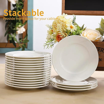 6 Inch Ceramic Dessert Plates Set of 18, White Round Small Appetizer Plates, Small Dinner Serving Pllate for Cake, Snacks, Side Dishes, Fruit, Microwave Oven and Dishwasher Safe