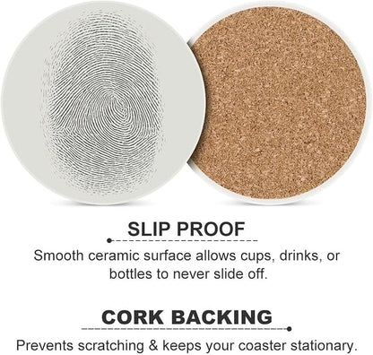 Minimalist Fingerprint Simple Lines Abstract Coasters Set of 4 Absorbent - Image 6