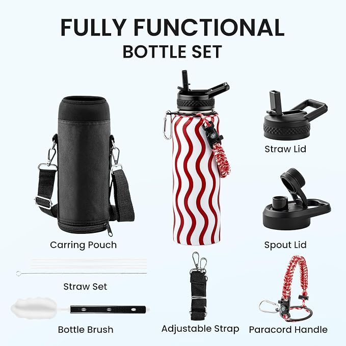 RAYMYLO Insulated Water Bottle 40 oz, Triple Wall Vacuum Stainless Steel | - Image 8