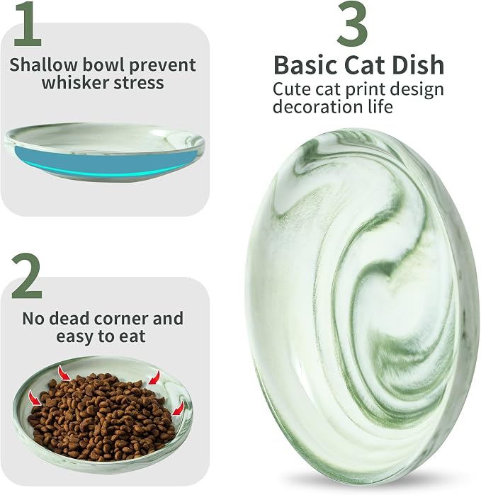 3 PCS Ceramic Cat Bowls, 5.5 in Pet Bowl Cat Dishes - Image 4