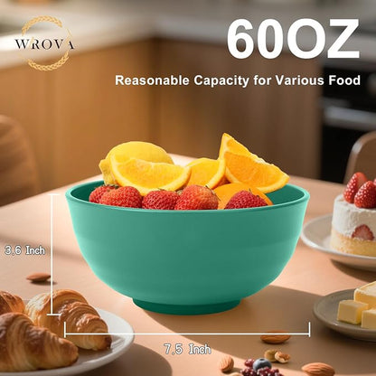 Wheat Straw Bowls 60oz, Unbreakable Large Cereal Bowls Set of 6, Plastic Bowls - Image 2