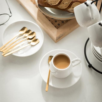 LYEOBOH Espresso Cups with Saucers Set, 3 Ounces Coffee Cups with Metal Stand - Image 5