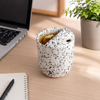 Ceramic Coffee Mug with Sip Hole 10 oz Speckled Pattern Coffee Cup Retro Hand - Image 4