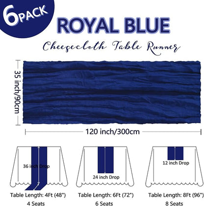 6 Pack Royal Blue Cheesecloth Table Runner 10Ft Gauze Cheese Cloth Table Runner - Image 2