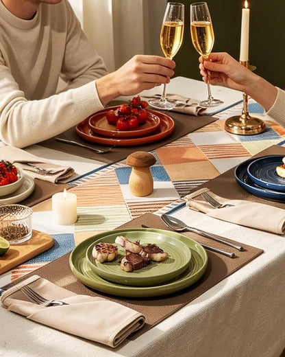 Dinnerware Set for 4, Ceramic Plates and Bowls, Chip & Scratch Resistant - Image 4