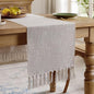 Cotton Linen Table Runner, 13x60 Inch Light Coffee by Aoztio