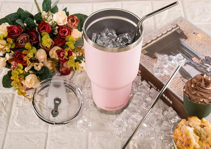 D·S 30oz Sakura Pink Tumbler Double Wall Vacuum Insulated Travel Coffee Mug | - Image 5