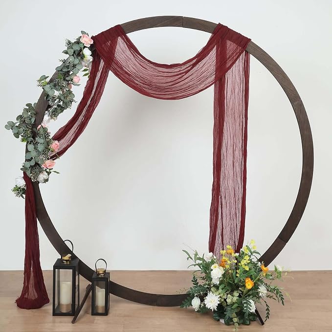 Efavormart 20ft Burgundy Gauze Cheesecloth Wedding Arch Drapery Fabric by efavormart