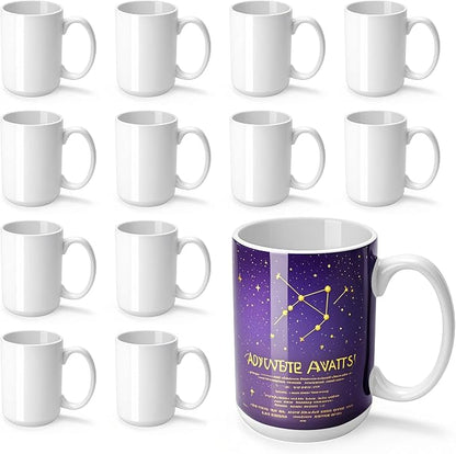 Joyclub Sublimation Mugs Blank 15 oz Coffee Mugs Bulk White Ceramic Cups by Joyclub