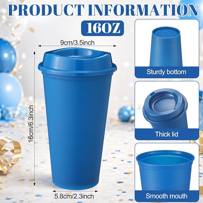 Honeydak 30 Pack 16 oz Reusable Coffee Cups - Image 3