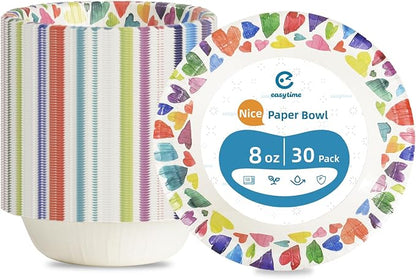30 Pack Paper Bowls, 8 Oz Disposable Soup Bowl, Heavy Duty Printed Disposable by Unknown