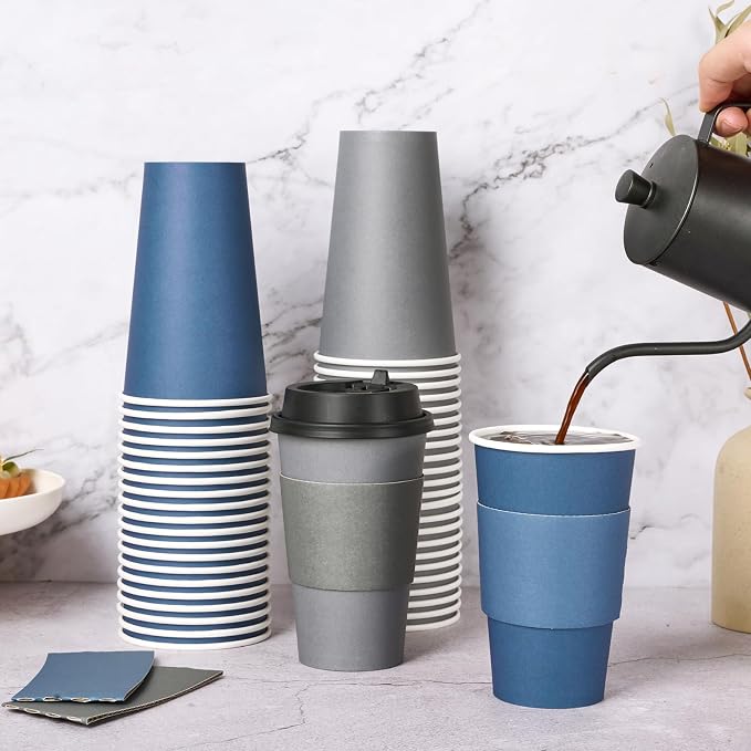 LITOPAK 100 Pack 16 oz Disposable Coffee Cups - Image 3