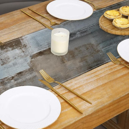 Grey and Brown Table Runner 13x72 Inch Modern Abstract Art Painting Kitchen - Image 4