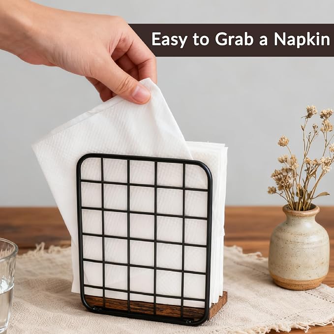 Napkin Holder for Table, Farmhouse Wood Napkins Holder - Image 5