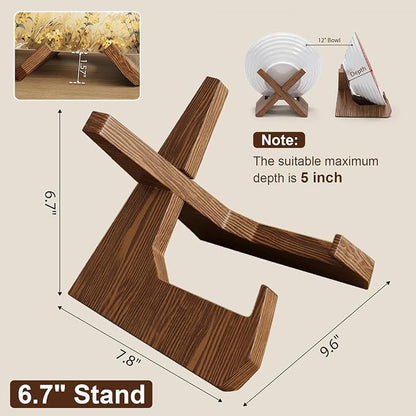 2Pack Large Bowl Stands for Display 12 Inch Heavy Duty, Extra Wide Wooden Plate - Image 6