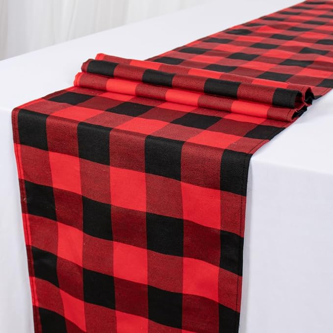 ShinyBeauty Buffalo Plaid Table Runner 13''x72'' Red and Black Check Christmas - Image 8