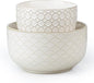 Mikiegy Ceramic Mixing Bowls Set of 2, Nesting Ceramic Embossment Stoneware by MIKIGEY