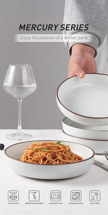 famiware Mercury Pasta Bowls Set of 4, 33 oz Large Salad Bowls, Lead-free and - Image 5