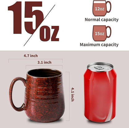 HASENSE Coffee Mugs Set of 6, 15 Ounce Ceramic Coffee Cups Set - Image 3