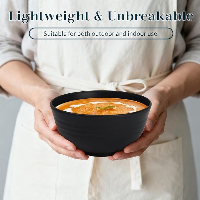 Cereal Bowls 26 OZ, Unbreakable Wheat Straw Bowl 8 PCS, Reusable Plastic Bowl - Image 5