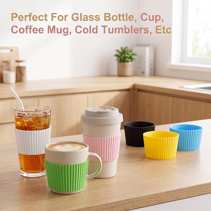 9Pcs Silicone Cup Sleeve, Heat Resistant Coffee Cup Sleeves | Coffee Cup - Image 4