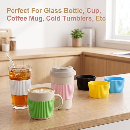 9Pcs Silicone Cup Sleeve, Heat Resistant Coffee Cup Sleeves | Coffee Cup - Image 4