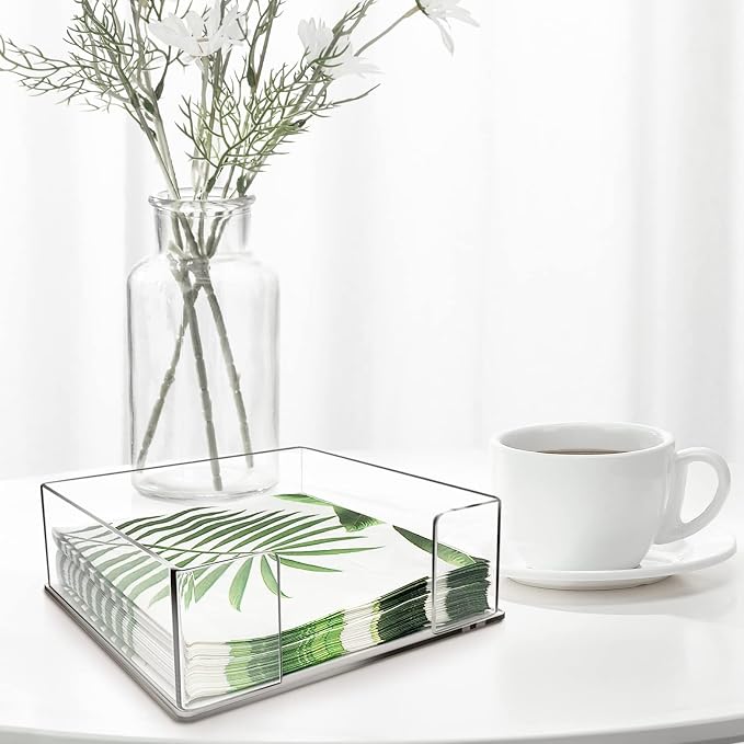 Square Acrylic Napkin Holder for Table Clear Servilletero for Paper Napkin | - Image 7