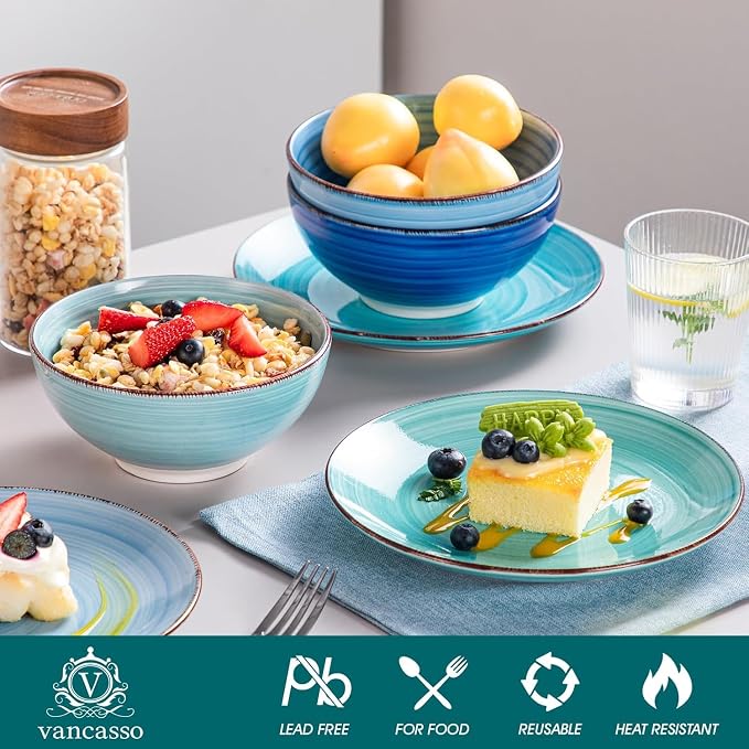 vancasso Bonita Stoneware Dinnerware Sets, 24 Pieces Dishes Set - Image 4