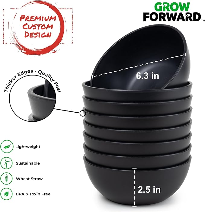 Grow Forward Premium Wheat Straw Bowls Set of 8 - Image 3