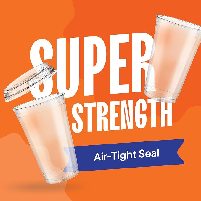 20 oz Clear Plastic Cups with Strawless Sip-Lids PET Crystal Clear Disposable - Image 4
